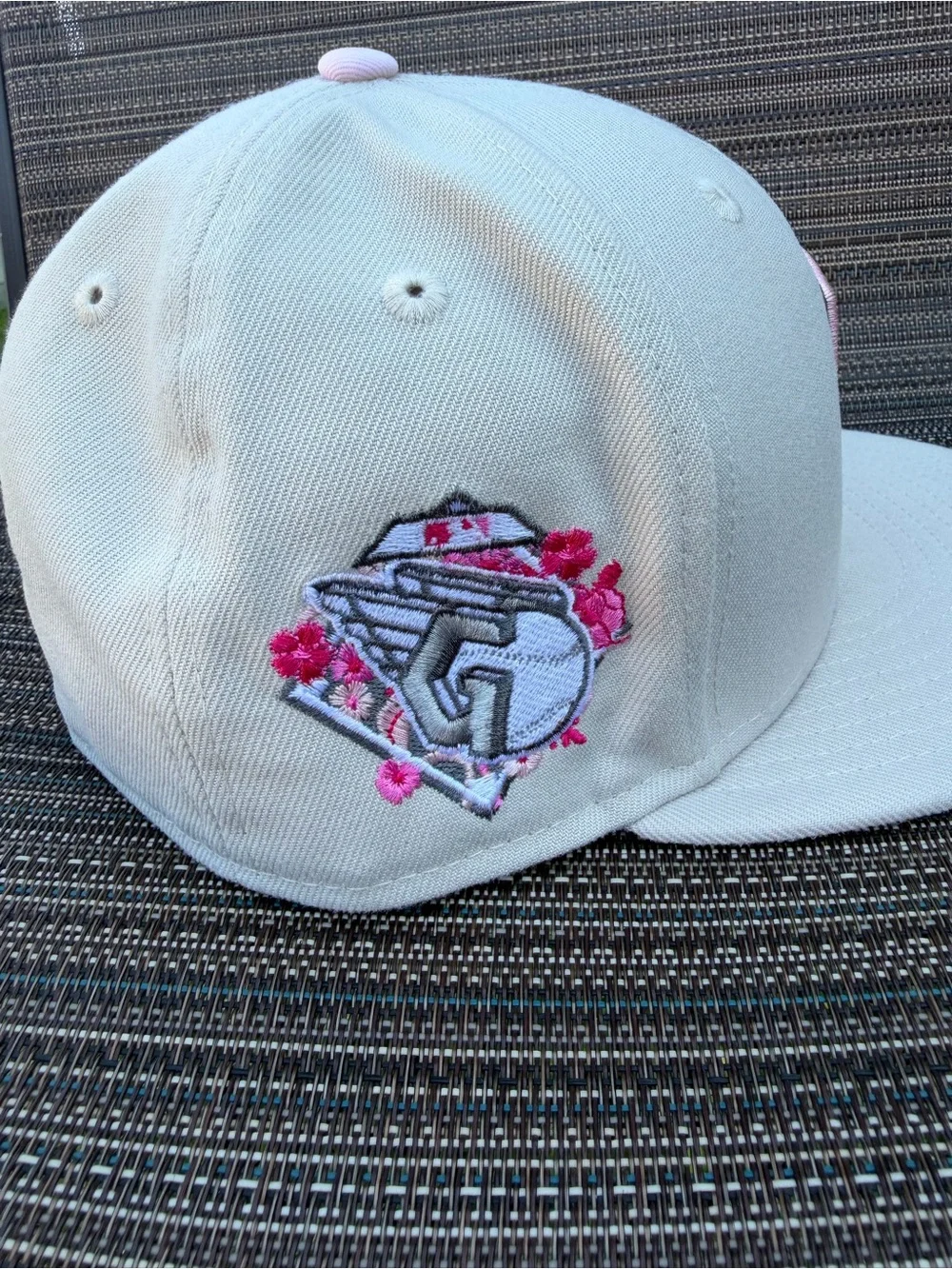 New Era Light Gray Baseball Cap with Pink 'C' Logo